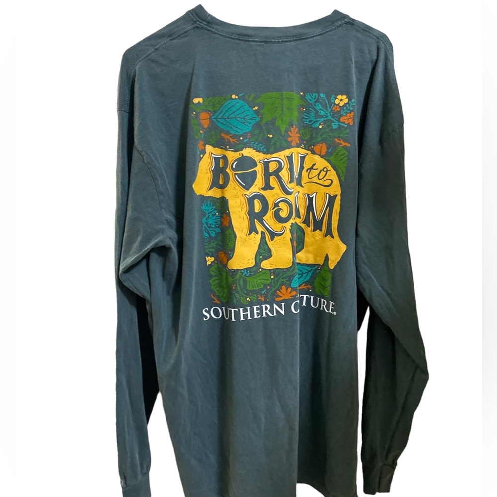 Southern Couture Long Sleeve T-Shirt Men’s XL Gray Blue Born to Roam Unused NEW
